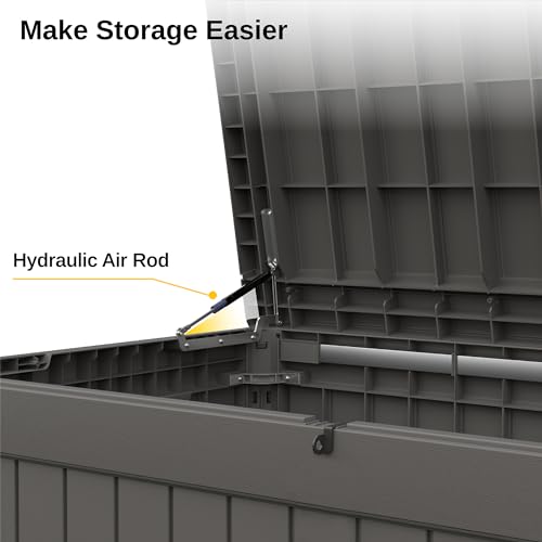EAST OAK 60 Gallon Waterproof Outdoor Storage Box, Grey A4870