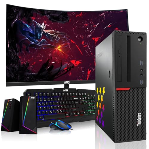 Lenovo Desktop PC Gaming Bundle Intel Core i7 16GB RAM 512GB SSD 24-inch Monitor RX 550 RGB Keyboard Mouse WiFi Win 10 Pro (Renewed) C21240