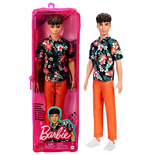 Barbie Fashionistas Ken Doll #184 with Hawaiian Shirt and Orange Pants F4234