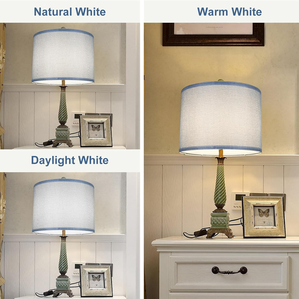 Blue Fabric Drum Lamp Shades Set of 2 for Table & Floor Lamps Z649367