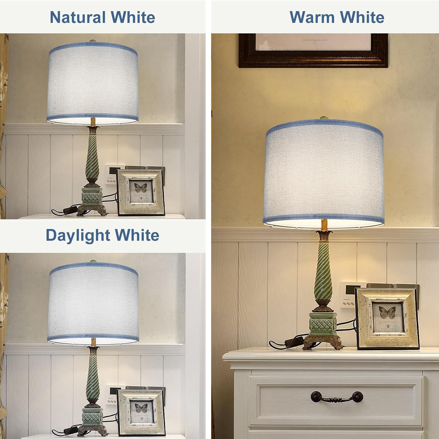 Blue Fabric Drum Lamp Shades Set of 2 for Table & Floor Lamps Z649367