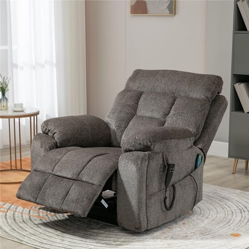 Lift Chair Recliner with Massage and Heat, Heavy Duty for Seniors, Brown V12888