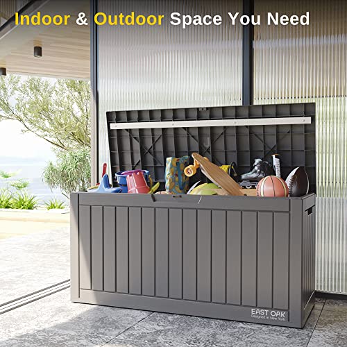 EAST OAK 60 Gallon Waterproof Outdoor Storage Box, Grey A4870