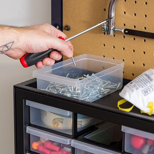 IRIS USA Plastic Drawer Storage Organizer, 24-Drawer Cabinet for Crafts Hardware Tools - Black I685821