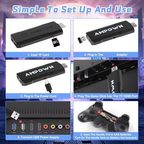 Retro Gaming Console 4K HD Game Stick with 128+256G TF Cards and Dual Controllers X778