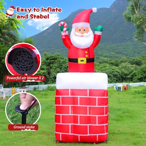8 FT Christmas Inflatable Santa Claus with Gift Bag and LED Lights for Yard Outdoor Decor M3530
