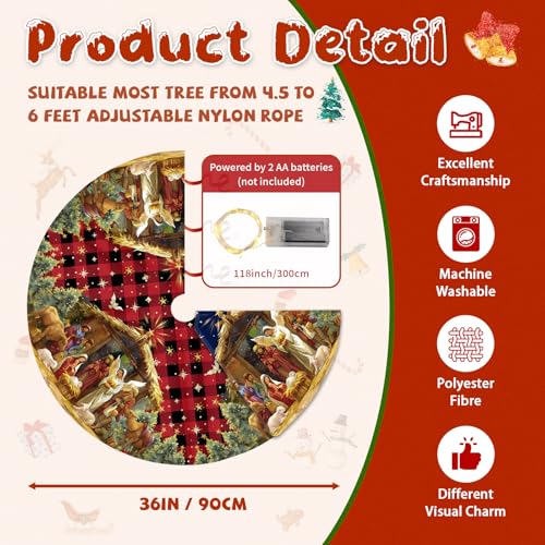 Christmas Tree Skirt 36 Inch with Snowman Reindeer Santa Snowflake L183244
