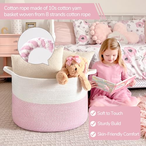 INDRESSME Large Cotton Rope Storage Basket with Handles, 90L Grey R37552