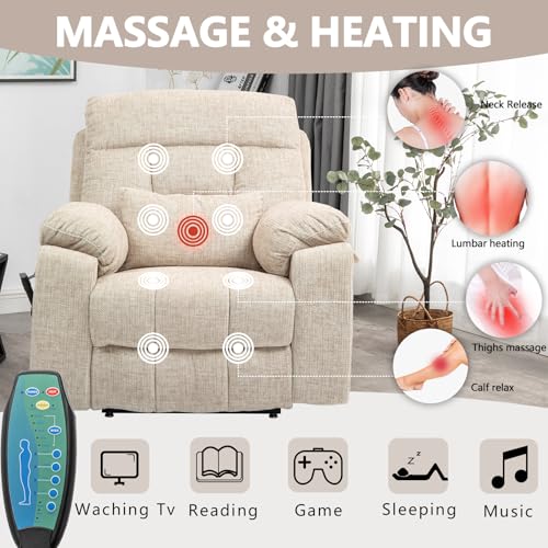 Power Lift Chair Recliner with Massage and Heat for Adults, Dual Motor H2507