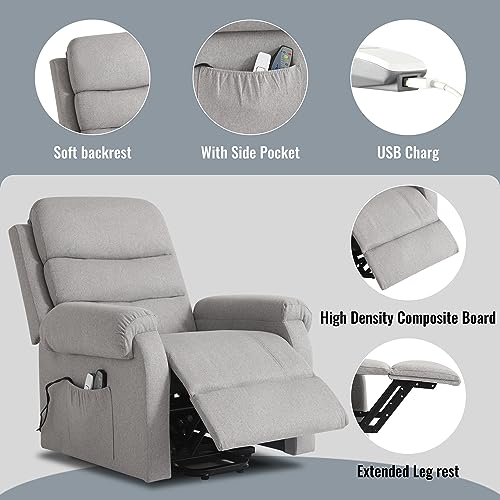 Power Lift Recliner Chair for Elderly with Heat and Massage, Dark Blue Y6453