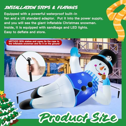 10FT Christmas Inflatables Snowman Outdoor Decorations with LED Lights C661