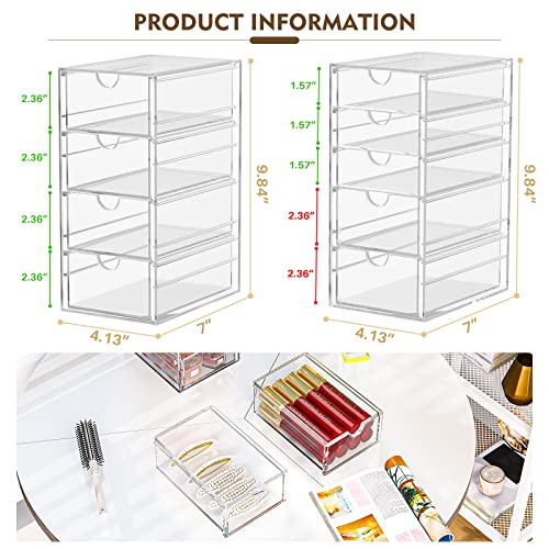 Acrylic Makeup Organizer with 19 Drawers, 4 Pack Clear Storage B90209