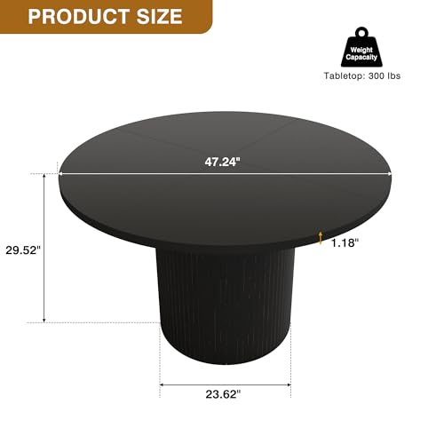 47 inch Round Dining Table with Storage Shelf (Walnut) N502088