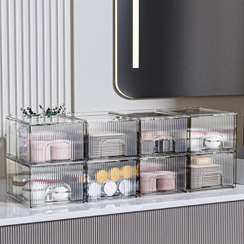 ZHIAI 3 Pack Clear Stackable Acrylic Cosmetic Organizer with Drawers N472