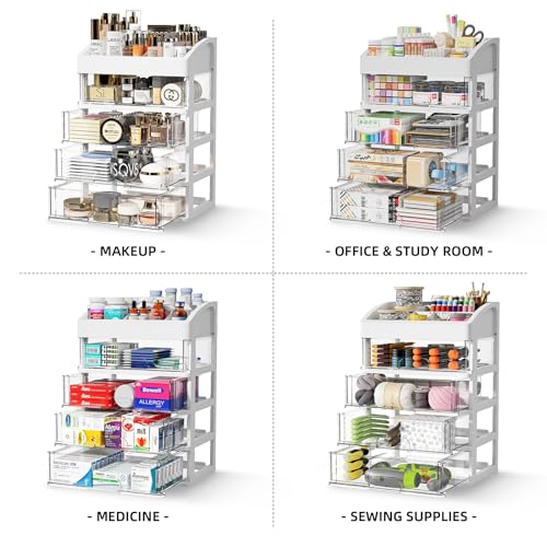 Desk Organizer with 5 Drawers, Plastic Storage Box for Office Supplies G663489