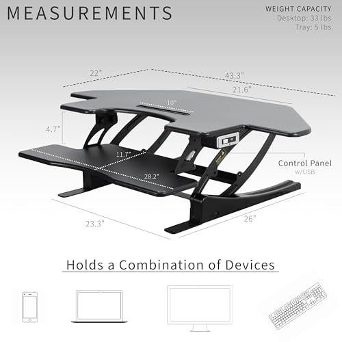 VIVO VE Series 43 inch Electric Height Adjustable Standing Desk Converter, Black Y899383