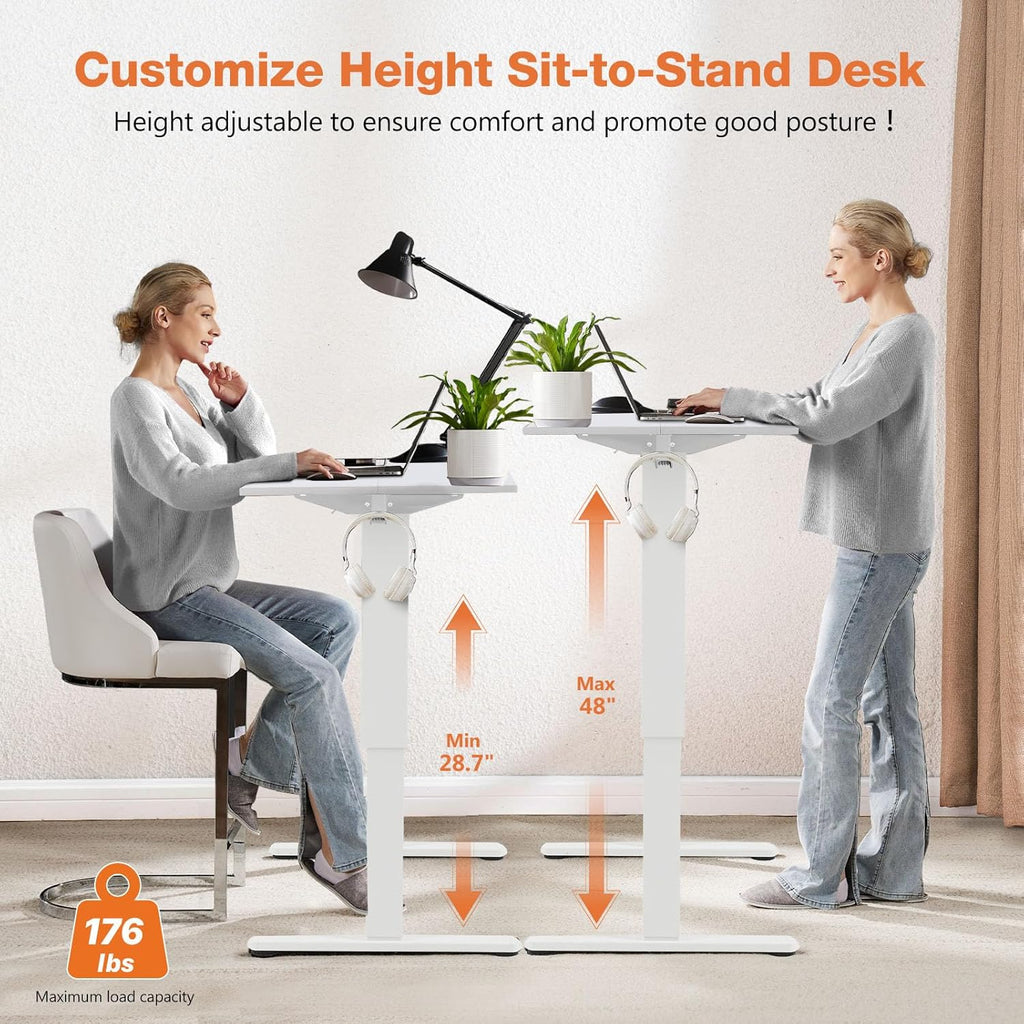Sweetcrispy Electric Adjustable Height Standing Desk 48 x 24 inch with Splice Board L178