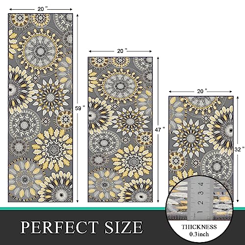 Bsmathom Farmhouse Kitchen Rugs Sets of 3, Non Slip Washable W113