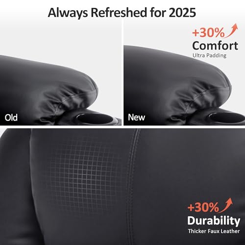 MCombo Power Lift Recliner Chair for Elderly with Heat and Massage, Faux Leather, Black V60394