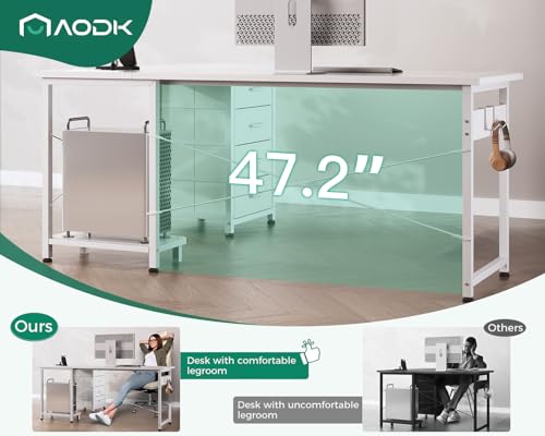 AODK L Shaped Gaming Desk with 4 Drawers, Power Outlets, Black P81263