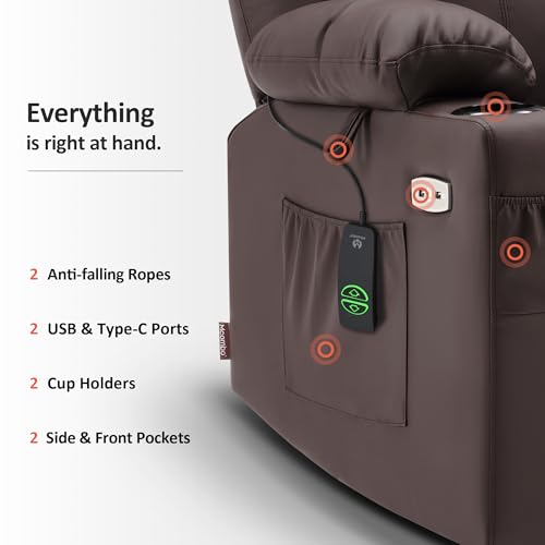 MCombo Power Lift Recliner Chair for Elderly with Heat and Massage, Faux Leather, Black V60394