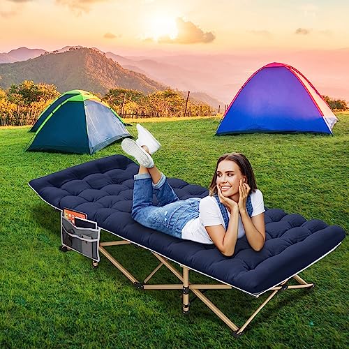 Camping Cot with Mattress, Portable Folding Bed with Carry Bag for Adults C4766