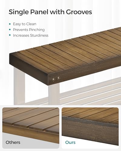 SONGMICS 3-Tier Bamboo Shoe Rack Bench, Entryway Storage, Ink Black X802
