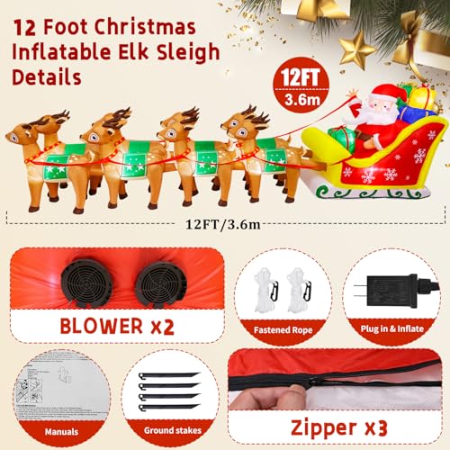 14 FT Christmas Inflatables Santa Claus Outdoor Decoration with LED Lights T4407