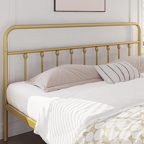 Yaheetech Classic Metal Platform Bed Frame with Victorian Headboard, Full Size Black T81083