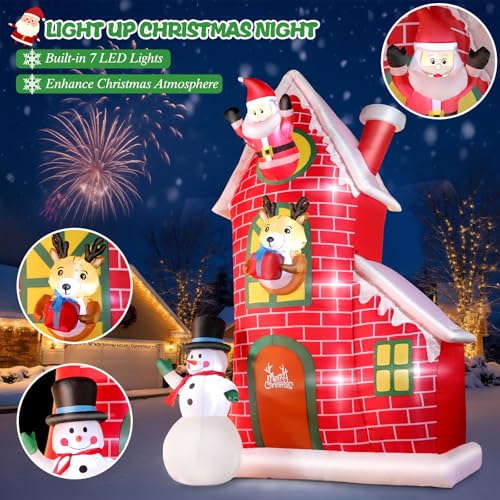 8 FT Christmas Inflatables Santa Claus with Gifts Bag, LED Light, Outdoor Decor F2174
