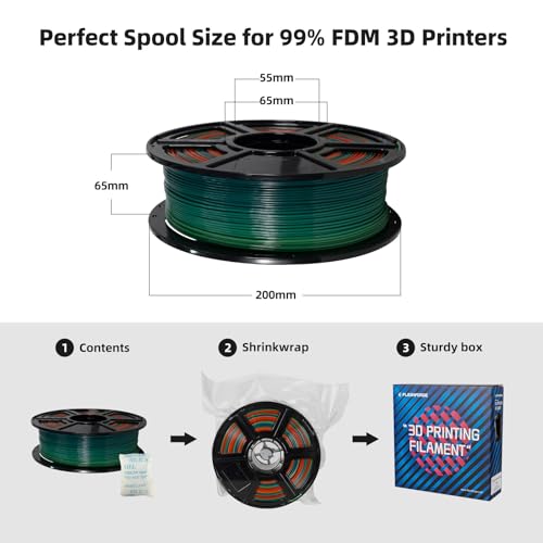 FLASHFORGE PLA Filament 1.75mm Burnt Titanium, Color Changeable 3D Printer Filament 1kg T433110