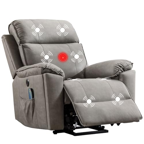 Phoenix Home Power Lift Chair Recliner with Massage and Heat, Green Grey C249534