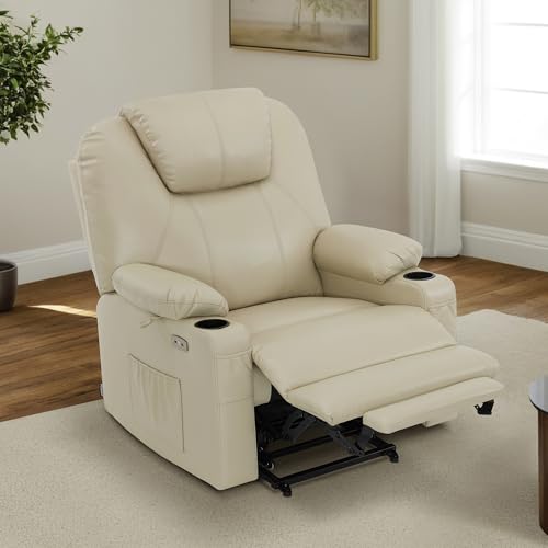 MCombo Power Lift Recliner Chair for Elderly with Heat and Massage, Faux Leather, Black V60394