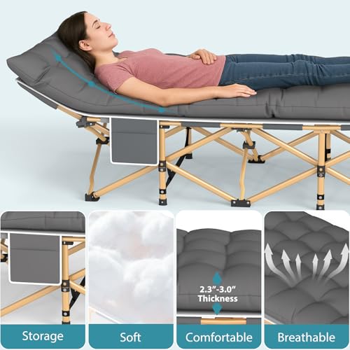 Folding Camping Cot for Adults, Heavy Duty with Carry Bag, Portable Outdoor Travel Cot E9127