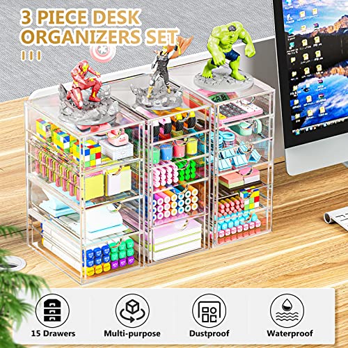 Acrylic Makeup Organizer with 19 Drawers, 4 Pack Clear Storage B90209