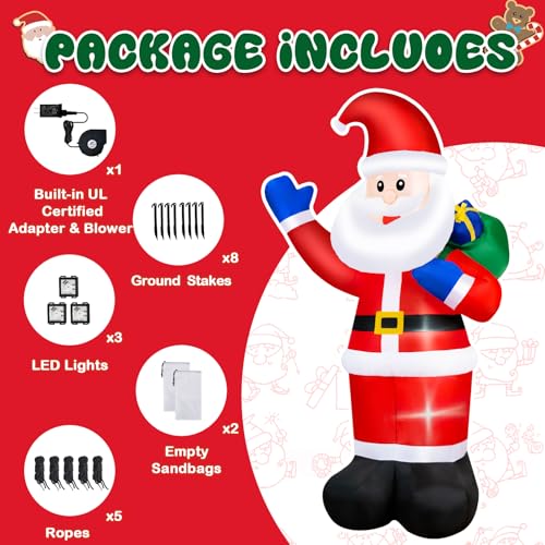 B&D 12FT Giant Christmas Inflatables Snowman Outdoor Decorations with Rotating LED Lights B36000
