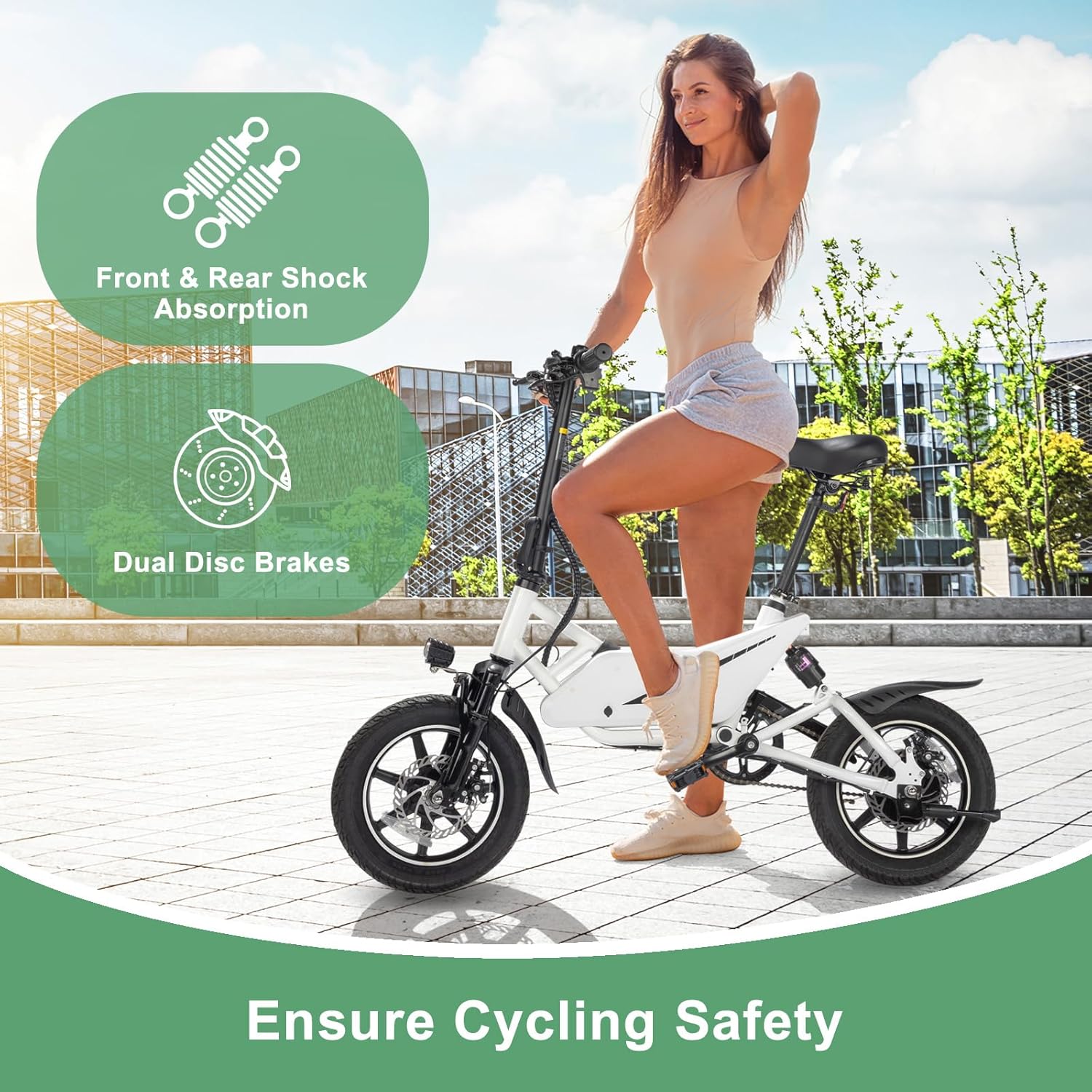 Winado 14" 350W Folding Electric Bike for Adults with Pedal and Dual Disc Brakes L805018