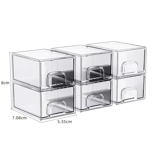 ZHIAI 3 Pack Clear Stackable Acrylic Cosmetic Organizer with Drawers N472