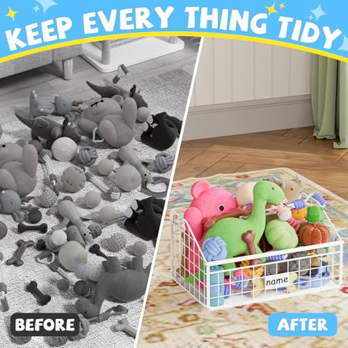 Dog Toy Storage Basket, Metal Toy Box for Dogs, Black D40281