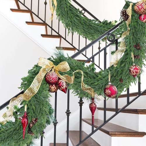 Artgar 12Ft Christmas Pine Garland, 2 Pcs Real Touch Artificial Greenery N48749