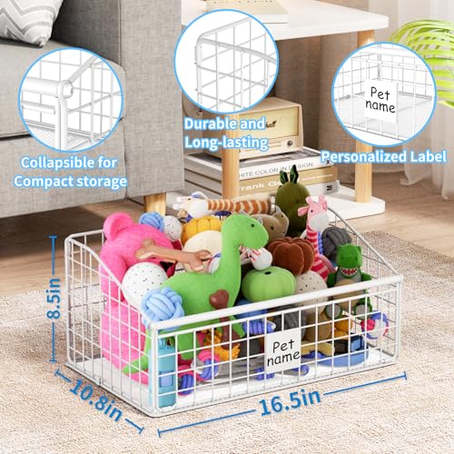 Dog Toy Storage Basket, Metal Toy Box for Dogs, Black D40281
