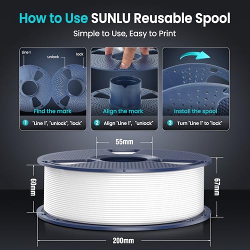 SUNLU 4kg PLA 3D Printer Filament Bundle, 1.75mm, 4 Black Spools V387