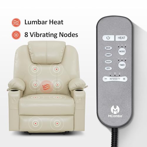 MCombo Power Lift Recliner Chair for Elderly with Heat and Massage, Faux Leather, Black V60394