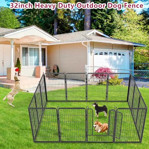 Dog Playpen 32 Inch 10 Panels Outdoor Dog Fence with Lock C803