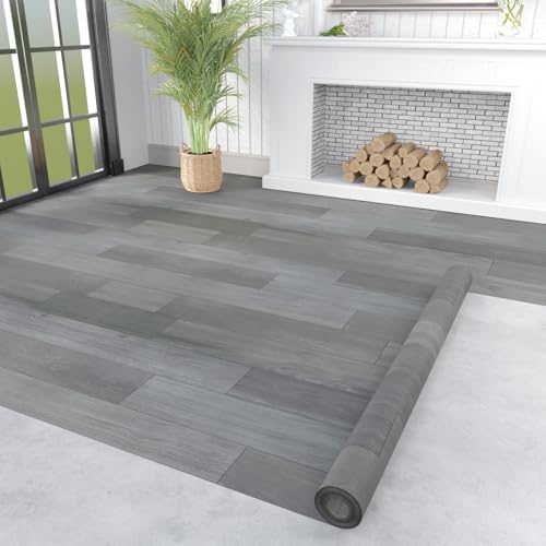 Oxdigi Vinyl Flooring Roll 32 sq.ft | 3'4"W x 9'10"L, PVC Leather-Like Linoleum Floor Covering, Waterproof Durable Heavy Vinyl, Easy to Install with Tape, Removable- No Adhesive Backing, Natural Oak