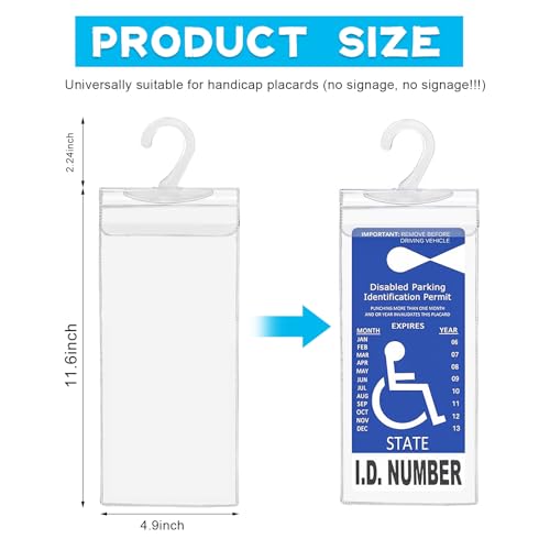 2 PCS Handicap Placard Holder, Transparent Disabled Permit Cover for Sun Visor F5032