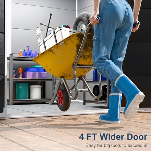 Outdoor Resin Storage Shed with Floor, 5x3 FT, Waterproof, Lockable Door, Gray H391