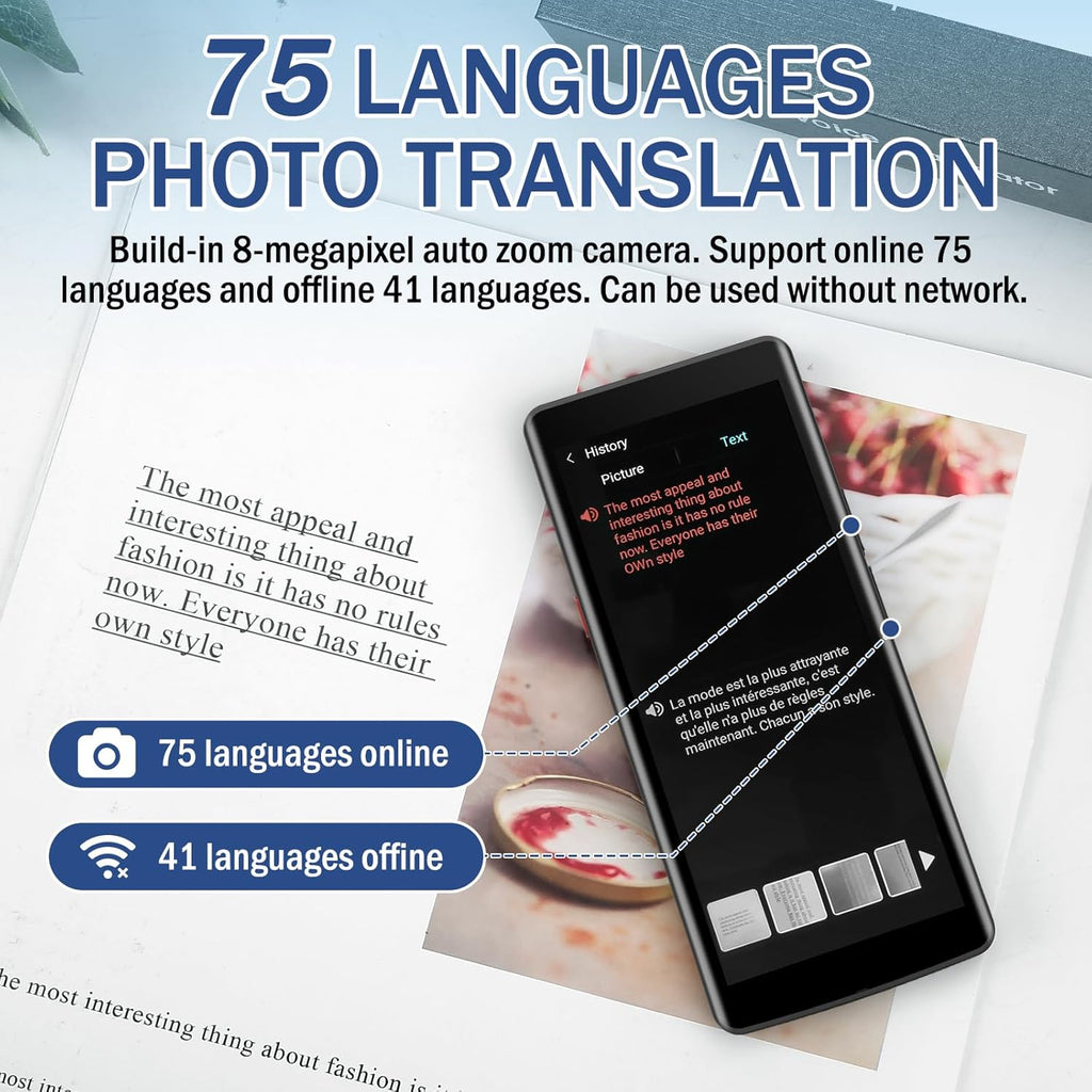 Language Translator Device, Two Way Real-Time Voice Translation, 139 Languages, 5.5" HD Touch Screen N7258
