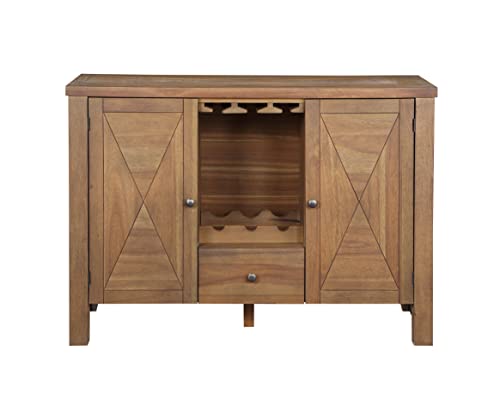 Server, Gray Fabric, Rustic Brown & Oak Finish W463609