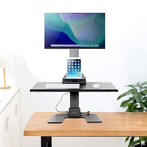 Mount-It! Electric Standing Desk Converter - Motorized Sit-Stand Desk Riser with Monitor Mount, 32" V46023